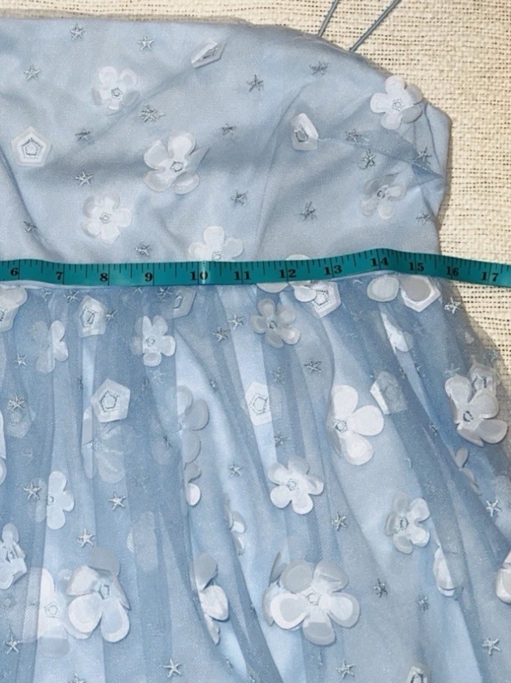 Altar’d State Aurora Floral Mesh Babydoll Dress Baby Blue Size Medium - Picture 11 of 16
